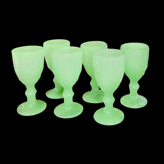 Vintage Pressed Jadeite Shot Glasses (Set of 6)