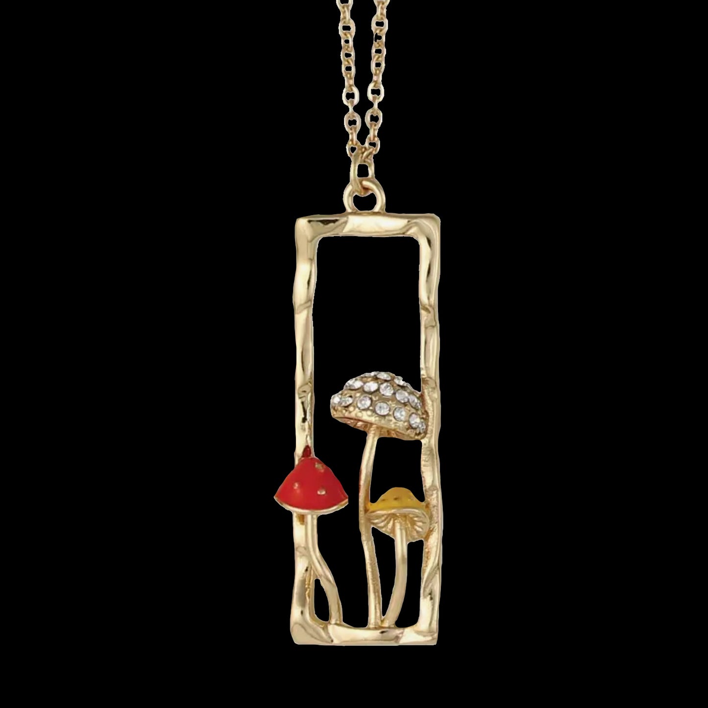 Magical Mushrooms Gold Bar Necklace